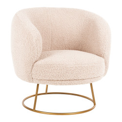 Πολυθρονα arien hm8403.20 υφασμα μπουκλε εκρου με χρυση βαση 78x75x84υεκ. **