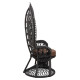 Πολυθρονα royal peacock hm9342.03 rattan μαυρο-μαξιλαρι καφε 114x72x150yεκ. **