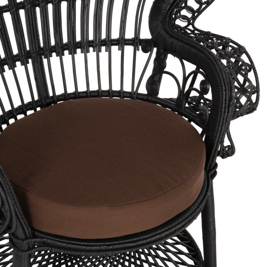 Πολυθρονα royal peacock hm9342.03 rattan μαυρο-μαξιλαρι καφε 114x72x150yεκ. **