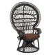 Πολυθρονα royal peacock hm9342.03 rattan μαυρο-μαξιλαρι καφε 114x72x150yεκ. **