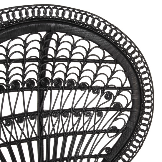 Πολυθρονα royal peacock hm9342.03 rattan μαυρο-μαξιλαρι καφε 114x72x150yεκ. **