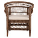Πολυθρονα malawi hm9635.01 ξυλο μαονι με rattan καφε-λευκο μαξιλαρι 80x70x86υεκ. **