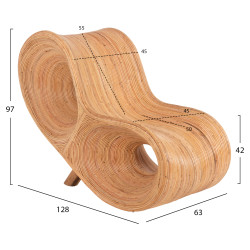 Πολυθρονα curvy lounge hm9645.01 απο rattan σε φυσικη αποχρωση 63x128x97y εκ. **