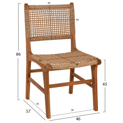 Καρεκλα τραπεζαριασ nesha hm9386.11 ξυλο τεακ με σχοινι viro 50x56x85υεκ. ** Καρεκλα τραπεζαριασ nesha hm9386.11 ξυλο τεακ με σχοινι viro 50x56x85υεκ. **