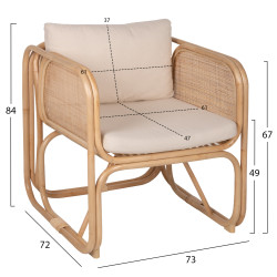 Πολυθρονα wendy hm9816 rattan σε φυσικο χρωμα-λευκα μαξιλαρια 73x72x84yεκ. **