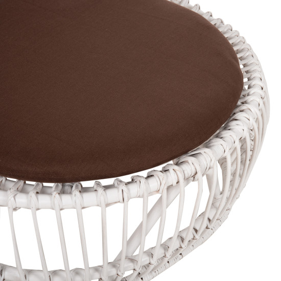 Πολυθρονα entropy hm9840.02 rattan λευκο με καφε μαξιλαρι 80x97x85υεκ. **