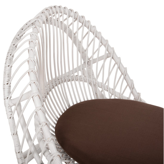 Πολυθρονα entropy hm9840.02 rattan λευκο με καφε μαξιλαρι 80x97x85υεκ. **