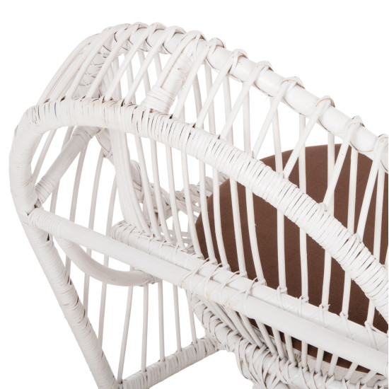 Πολυθρονα entropy hm9840.02 rattan λευκο με καφε μαξιλαρι 80x97x85υεκ. **