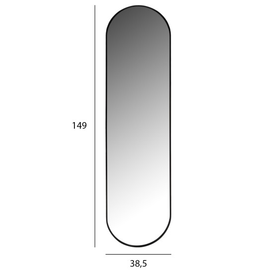 Καθρεπτησ τοιχου hm9581.01 ψηλοσ οβαλ σκελετοσ αλουμινιου μαυροσ 38,5x4x149υεκ. **