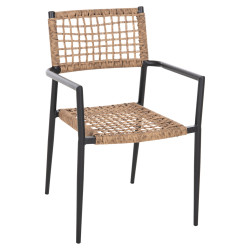 Πολυθρονα trilan hm6044.02 αλουμινιο μαυρο με συνθετικο rattan φυσικο 57x59x85υεκ. **