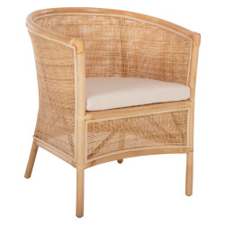 Πολυθρονα apron hm9818 rattan πλεκτο σε φυσικο-λευκο μαξιλαρι 75x70x85υεκ. **
