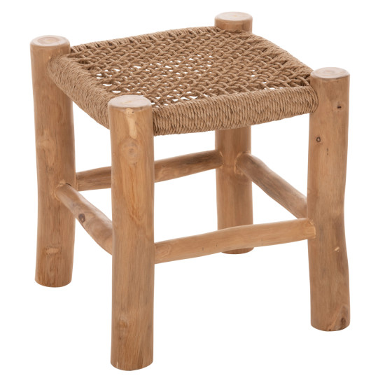 Σκαμπο londer hm5987 ξυλο τεακ και συνθετικο rattan σε φυσικο 38x38x40,5υεκ. **