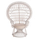 Πολυθρονα royal peacock hm9342.02 rattan σε λευκο-μαξιλαρι λευκο 114x72x150yεκ. **
