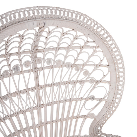 Πολυθρονα royal peacock hm9342.02 rattan σε λευκο-μαξιλαρι λευκο 114x72x150yεκ. **