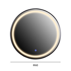 Καθρεπτησ τοιχου στρογγυλοσ hm9579.01 αλουμινιο σε μαυρο-φωτισμοσ led φ60x3εκ. **