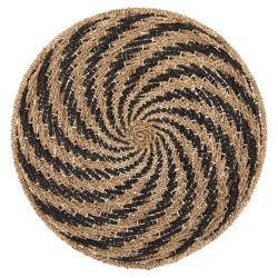 Διακοσμητικο τοιχου στρογγυλο hm7830.02 σπιραλ οψη-seagrass σε μαυρο-φυσικο φ61x3εκ. **
