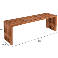 Παγκακι nya hm9829 μασιφ ξυλο teak σε φυσικο 139,5x34,5x48,5υεκ. **