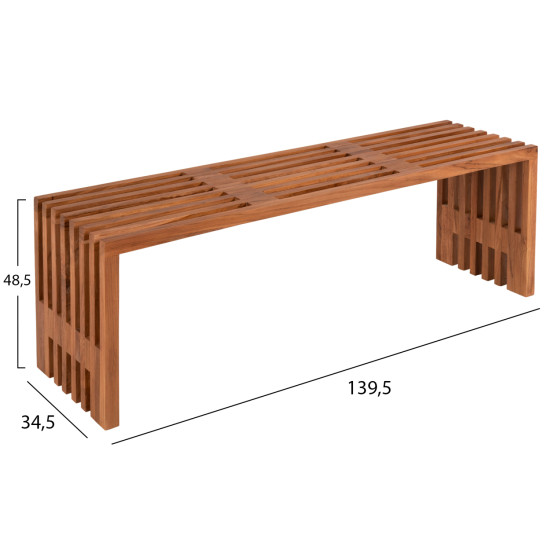 Παγκακι nya hm9829 μασιφ ξυλο teak σε φυσικο 139,5x34,5x48,5υεκ. **