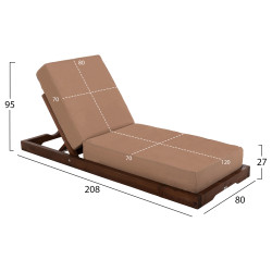 Ξαπλωστρα ikaria hm10622.04 πευκο σε καρυδι-μοκα textileνε-μαξιλαρι 20εκ. ** Ξαπλωστρα ikaria hm10622.04 πευκο σε καρυδι-μοκα textileνε-μαξιλαρι 20εκ. **