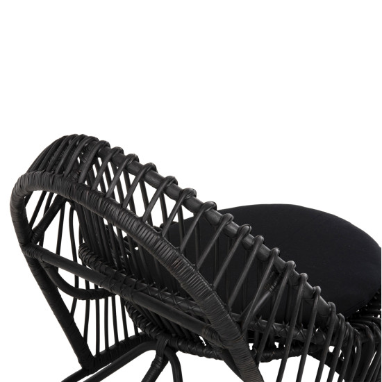 Πολυθρονα entropy hm9840.03 φυσικο rattan με μαξιλαρι-μαυρο 80x97x85υεκ. **