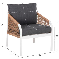 Σαλονι εξωτ.χωρου 4τμχ maerly hm6056.01 αλουμινιο λευκο-συνθ.σχοινι-ανθρακι μαξιλαρια ** Σαλονι εξωτ.χωρου 4τμχ maerly hm6056.01 αλουμινιο λευκο-συνθ.σχοινι-ανθρακι μαξιλαρια **