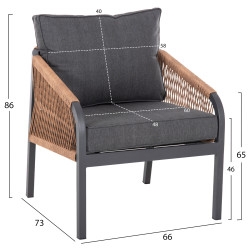 Σαλονι εξ.χωρου 4τμχ maerly hm6056.03 αλουμινιο ανθρακι-συνθ.σχοινι-ανθρακι μαξιλαρια ** Σαλονι εξ.χωρου 4τμχ maerly hm6056.03 αλουμινιο ανθρακι-συνθ.σχοινι-ανθρακι μαξιλαρια **