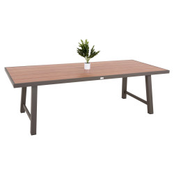 Τραπεζι αλουμινιου gobar hm6060.04 σαμπανι με επιφανεια απομιμησησ ξυλου 240χ105χ75υεκ. **