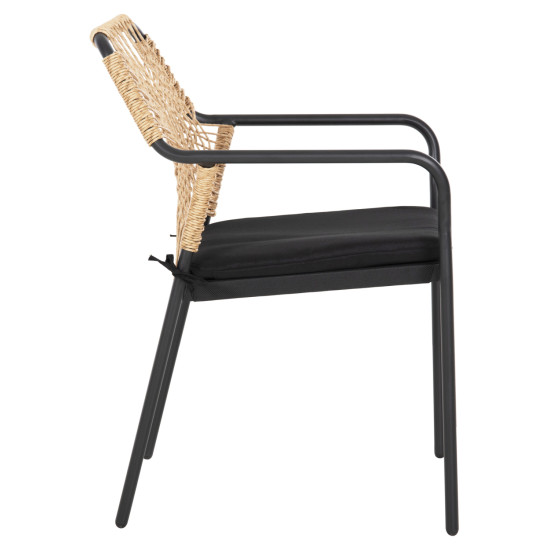 Πολυθρονα αλουμινιου trotter hm5865.11 σκουροσ γκρι σκελετοσ με wicker μπεζ & μαυρο μαξιλαρι **