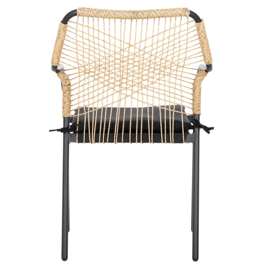 Πολυθρονα αλουμινιου trotter hm5865.11 σκουροσ γκρι σκελετοσ με wicker μπεζ & μαυρο μαξιλαρι **