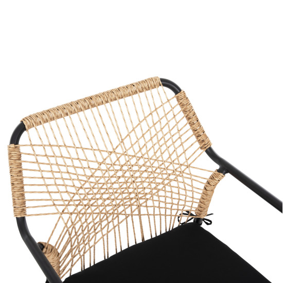 Πολυθρονα αλουμινιου trotter hm5865.11 σκουροσ γκρι σκελετοσ με wicker μπεζ & μαυρο μαξιλαρι **