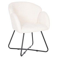 Πολυθρονα harnis hm9603.06 εκρου μπουκλε-μαυρα μεταλ.ποδια χιαστι 59,5x64x77υεκ **