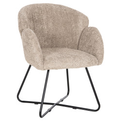 Πολυθρονα harnis hm9603.08 μπεζ μπουκλε-μαυρα μεταλ.ποδια χιαστι 59,5x64x77υεκ **