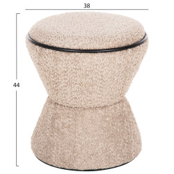 Σκαμπο στρογγυλο linner hm9604.08 μπουκλε υφασμα μπεζ-μαυρη λεπτομερεια φ38x44 εκ. ** Σκαμπο στρογγυλο linner hm9604.08 μπουκλε υφασμα μπεζ-μαυρη λεπτομερεια φ38x44 εκ. **