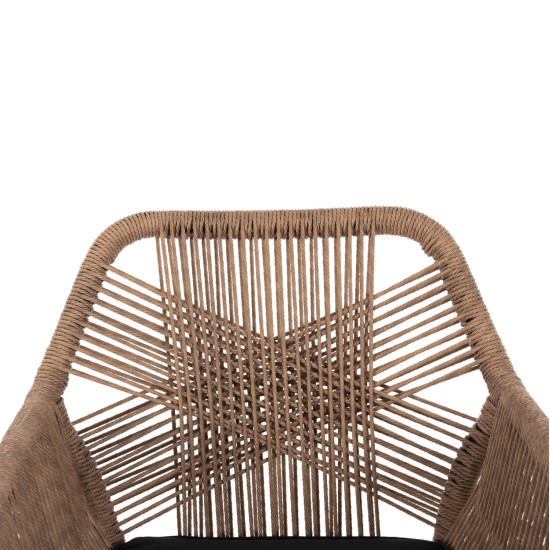 Πολυθρονα topin hm6048.02 αλουμινιο μαυρο-p.e. rattan μπεζ-μαξιλαρι μαυρο 57x65x84υ εκ **