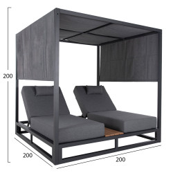 Διπλη ξαπλωστρα αλουμινιου παραλιασ με σκιαστρο κυβοσ gallant hm6097.01 γκρι 2x2x2μ ** Διπλη ξαπλωστρα αλουμινιου παραλιασ με σκιαστρο κυβοσ gallant hm6097.01 γκρι 2x2x2μ **