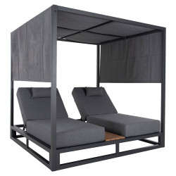 Διπλη ξαπλωστρα αλουμινιου παραλιασ με σκιαστρο κυβοσ gallant hm6097.01 γκρι 2x2x2μ ** Διπλη ξαπλωστρα αλουμινιου παραλιασ με σκιαστρο κυβοσ gallant hm6097.01 γκρι 2x2x2μ **