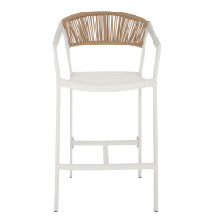 Σκαμπο αλουμινιου miri λευκο με μπρατσα rattan & textline 56x58x105yεκ. hm5892.22 **