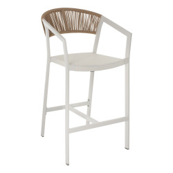 Σκαμπο αλουμινιου miri λευκο με μπρατσα rattan & textline 56x58x105yεκ. hm5892.22 **