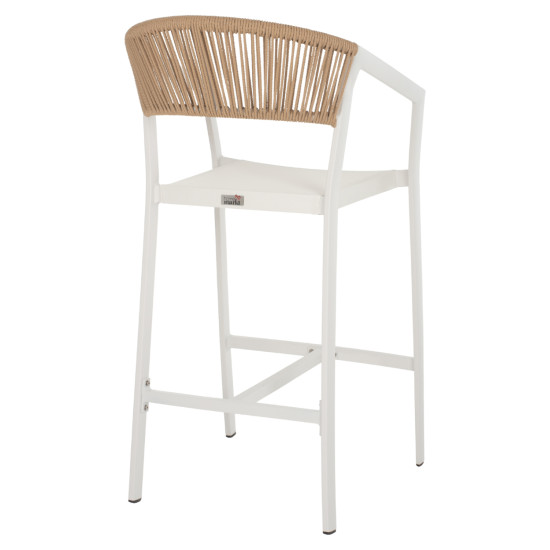 Σκαμπο αλουμινιου miri λευκο με μπρατσα rattan & textline 56x58x105yεκ. hm5892.22 **