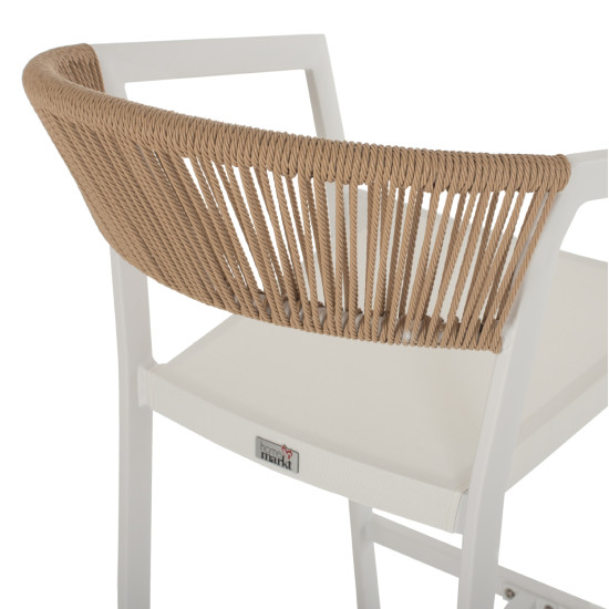 Σκαμπο αλουμινιου miri λευκο με μπρατσα rattan & textline 56x58x105yεκ. hm5892.22 **