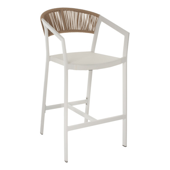 Σκαμπο αλουμινιου miri λευκο με μπρατσα rattan & textline 56x58x105yεκ. hm5892.22 **
