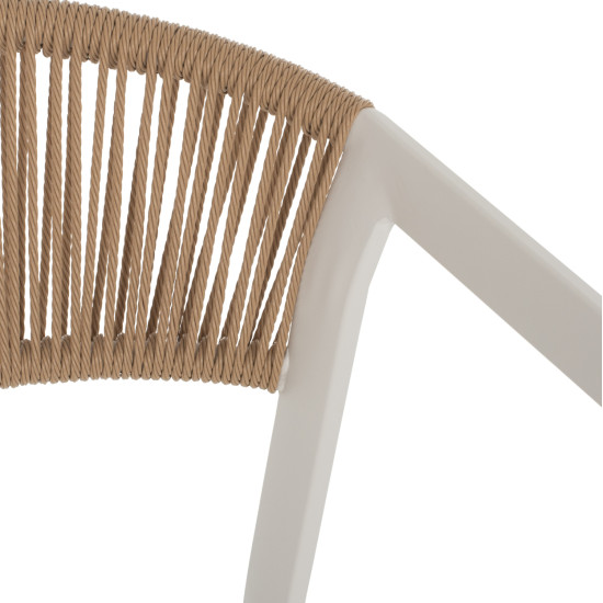 Σκαμπο αλουμινιου miri λευκο με μπρατσα rattan & textline 56x58x105yεκ. hm5892.22 **