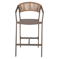 Σκαμπο αλουμινιου σαμπανι με μπρατσα rattan & textline 56x58x105yεκ.hm5892.23 **