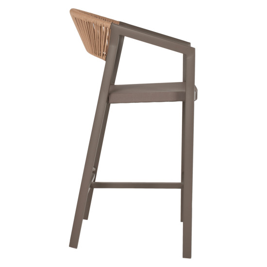 Σκαμπο αλουμινιου σαμπανι με μπρατσα rattan & textline 56x58x105yεκ.hm5892.23 **