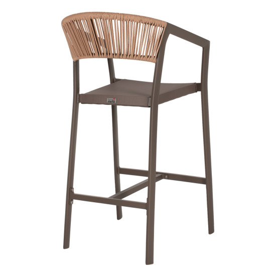 Σκαμπο αλουμινιου σαμπανι με μπρατσα rattan & textline 56x58x105yεκ.hm5892.23 **