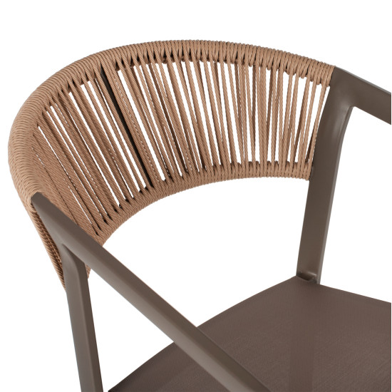 Σκαμπο αλουμινιου σαμπανι με μπρατσα rattan & textline 56x58x105yεκ.hm5892.23 **