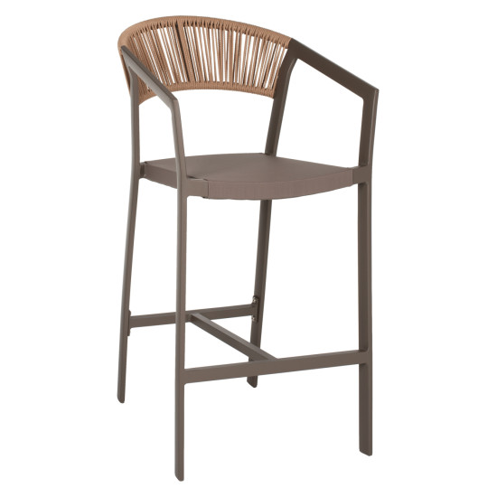 Σκαμπο αλουμινιου σαμπανι με μπρατσα rattan & textline 56x58x105yεκ.hm5892.23 **