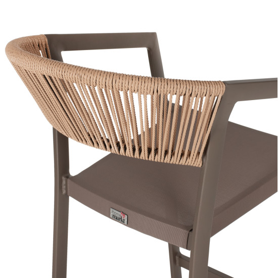 Σκαμπο αλουμινιου σαμπανι με μπρατσα rattan & textline 56x58x105yεκ.hm5892.23 **
