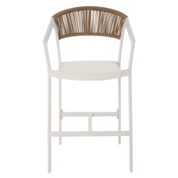 Σκαμπο αλουμινιου λευκο hm5892.32 μεσ. υψουσ-μe rattan & tεχτline 57x57x99,5yεκ. **