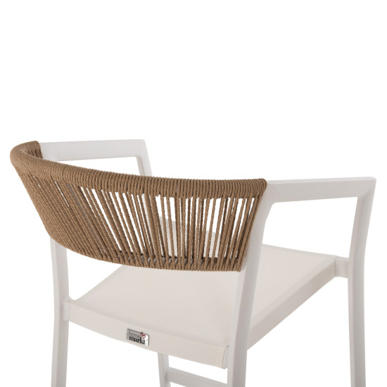 Σκαμπο αλουμινιου λευκο hm5892.32 μεσ. υψουσ-μe rattan & tεχτline 57x57x99,5yεκ. **